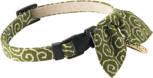Show full view: Necoichi Ninja Cotton Breakaway Cat Collar with Bell, Green, 8.2 to 13.7-in neck, 2/5-in wide slide 4 of 9