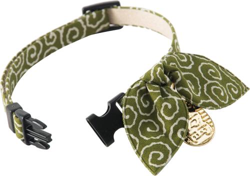 Show full view: Necoichi Ninja Cotton Breakaway Cat Collar with Bell, Green, 8.2 to 13.7-in neck, 2/5-in wide slide 5 of 9