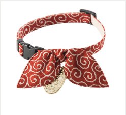 Necoichi Ninja Cotton Breakaway Cat Collar with Bell, Red, 8.2 to 13.7-in neck, 2/5-in wide