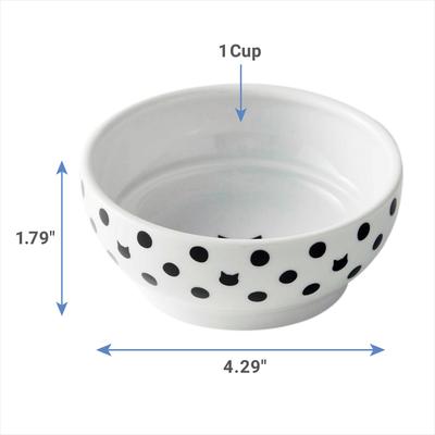 Show full view: Necoichi Non-Skid Ceramic Cat Food Bowl, Polka Dot, 1-cup slide 3 of 9