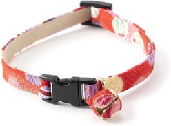 Necoichi Origami Balloon Cotton Breakaway Cat Collar with Bell, Red, 8.2 to 13.7-in neck, 2/5-in wide