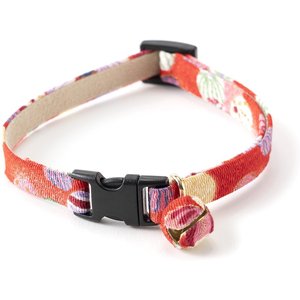 Necoichi Origami Balloon Cotton Breakaway Cat Collar with Bell, Red, 8.2 to 13.7-in neck, 2/5-in wide