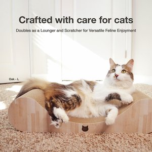 Necoichi Premium Comfort Curved Cat Lounger, Oak, Large