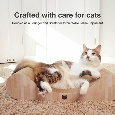 Show full view: Necoichi Premium Comfort Curved Cat Lounger, Oak, Large slide 2 of 8