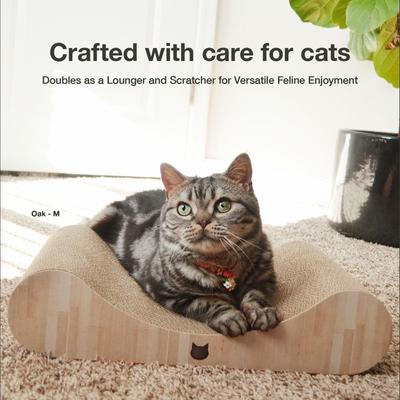 Show full view: Necoichi Premium Comfort Curved Cat Lounger, Oak, Medium slide 3 of 9