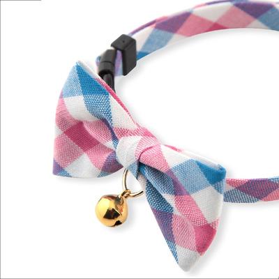 Show full view: Necoichi Purrfect Picnic Bow Tie Cotton Breakaway Cat Collar with Bell, Blue, One Size: 8.2 to 13.7-in neck, 1/2-in wide slide 3 of 8