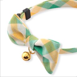 Necoichi Purrfect Picnic Bow Tie Cotton Breakaway Cat Collar with Bell, Yellow, One Size: 8.2 to 13.7-in neck, 1/2-in wide slide 2 of 6