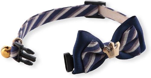 Show full view: Necoichi Regal Crown Cotton Breakaway Cat Collar with Bell, Navy, 8.2 to 13.7-in neck, 2/5-in wide slide 4 of 9
