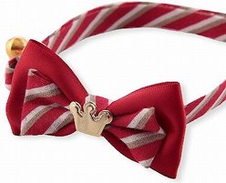 Necoichi Regal Crown Cotton Breakaway Cat Collar with Bell, Red, 8.2 to 13.7-in neck, 2/5-in wide slide 2 of 9