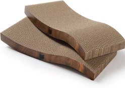 Necoichi Ripple Reversible Cat Scratcher, Dark Cherry Brown, 2 count