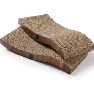 Necoichi Ripple Reversible Cat Scratcher, Dark Cherry Brown, 2 count