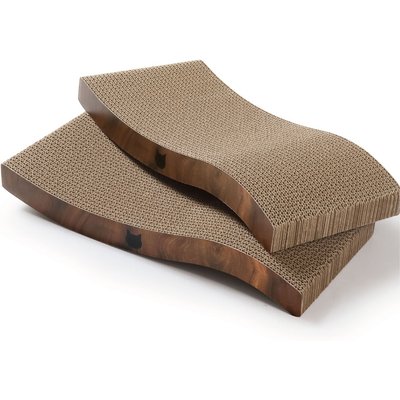 Necoichi Necoichi Ripple Reversible Cat Scratcher, Dark Cherry Brown, 2 count