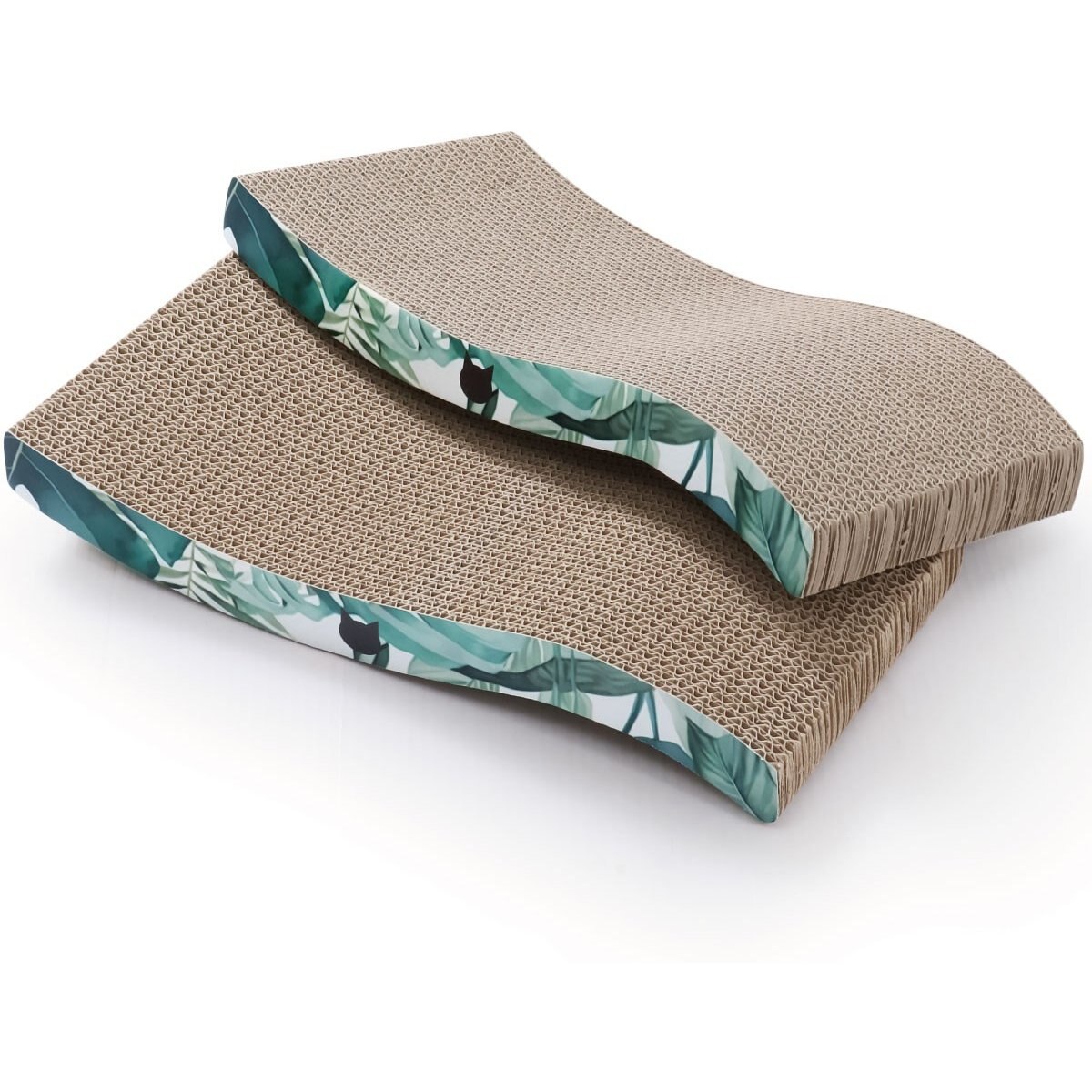 Necoichi Ripple Reversible Cat Scratcher, Go Green, 2 count