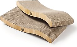 Necoichi Ripple Reversible Cat Scratcher, Oak Brown, 2 count