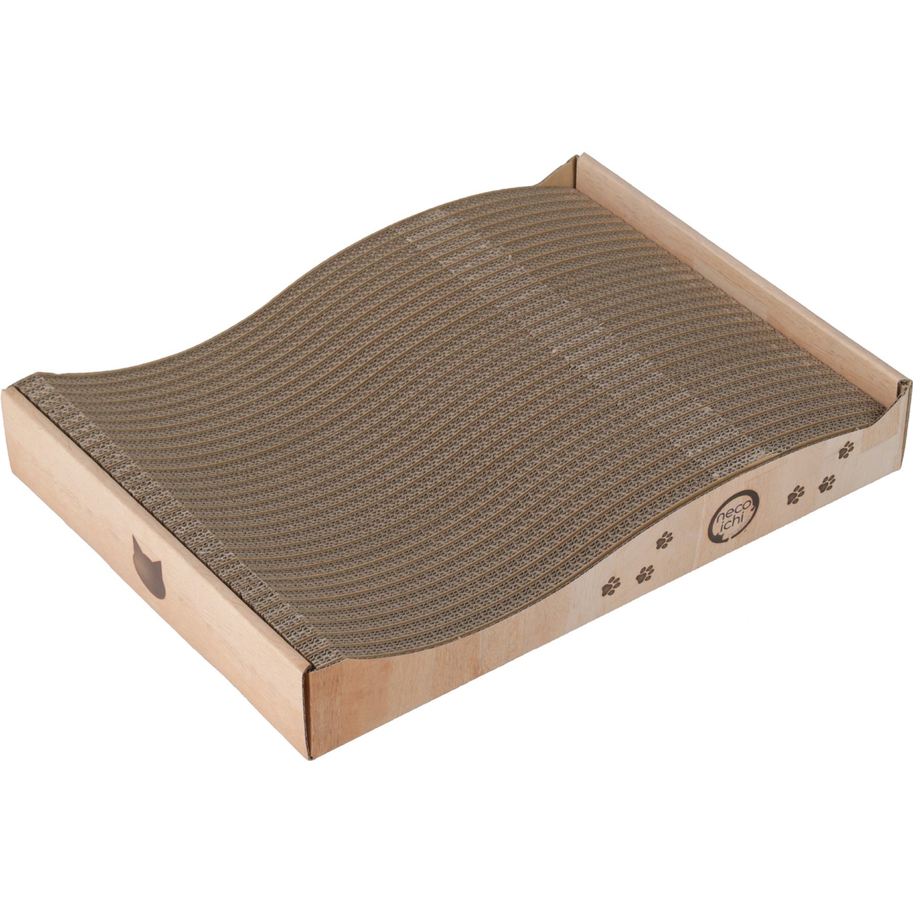 Necoichi Ripple Reversible No Glue Cardboard Cat Scratcher, Regular, Oak
