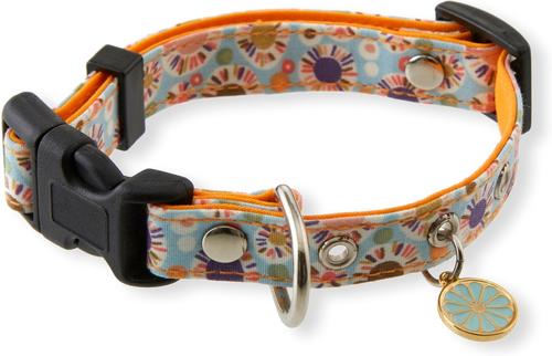 Show full view: Necoichi Spring Blossoms Cotton Standard Dog Collar, Blue, Medium slide 2 of 6