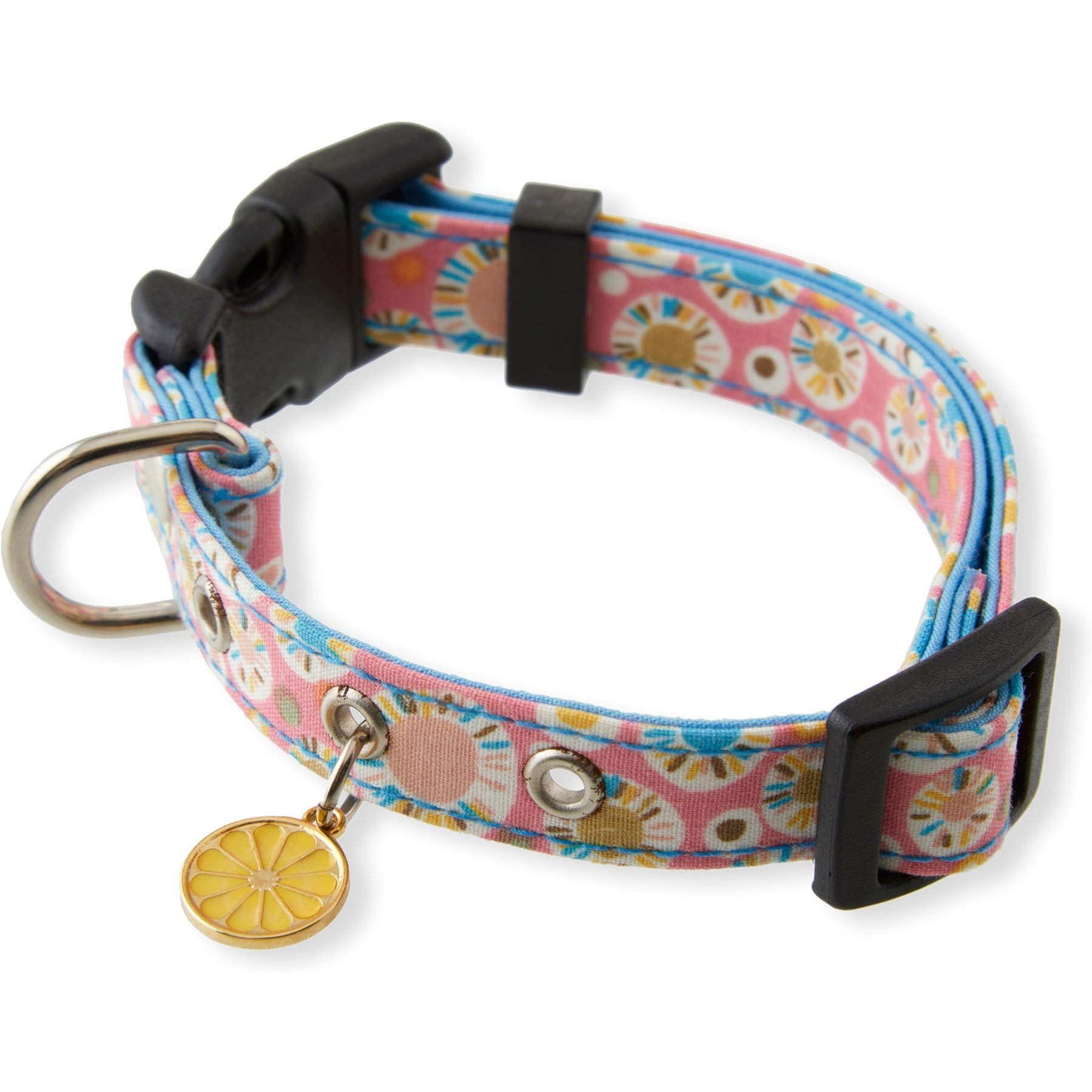 Necoichi Spring Blossoms Cotton Standard Dog Collar, Pink, Large