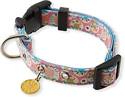 Necoichi Spring Blossoms Cotton Standard Dog Collar, Pink, Medium