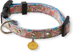 Necoichi Spring Blossoms Cotton Standard Dog Collar, Pink, Small