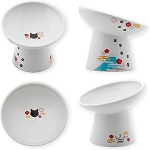 Necoichi Tilted Stress Free Raised Cat Food Bowl, 2 cup, Fuji