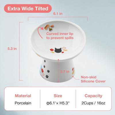 Show full view: Necoichi Tilted Stress Free Raised Cat Food Bowl, 2 cup, Fuji slide 4 of 11