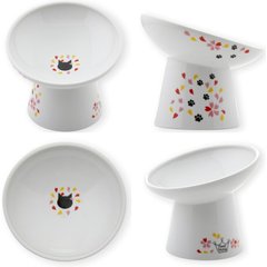 Necoichi Tilted Stress Free Raised Cat Food Bowl, 2 cup, Sakura