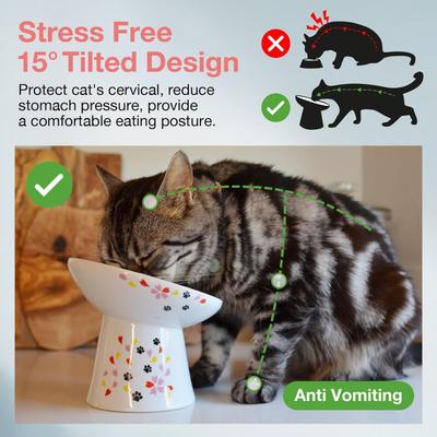 Show full view: Necoichi Tilted Stress Free Raised Cat Food Bowl, 2 cup, Sakura slide 2 of 11