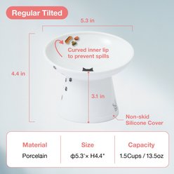 Necoichi Tilted Stress Free Raised Cat Food Bowl, White slide 2 of 6