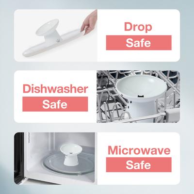 Show full view: Necoichi Tilted Stress Free Raised Cat Food Bowl, White slide 6 of 8