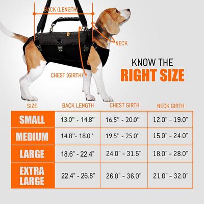 Show full view: NeoAlly Full Body Lift Support Sling & Mobility Aid Dog Harness, Black, Large slide 6 of 12