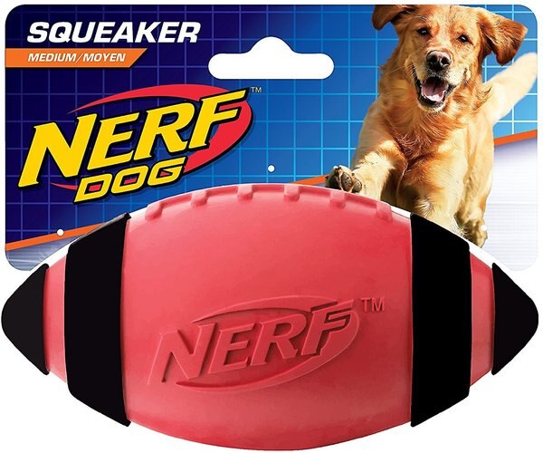 Nerf Dog Classic Squeak Football Dog Toy, Medium
