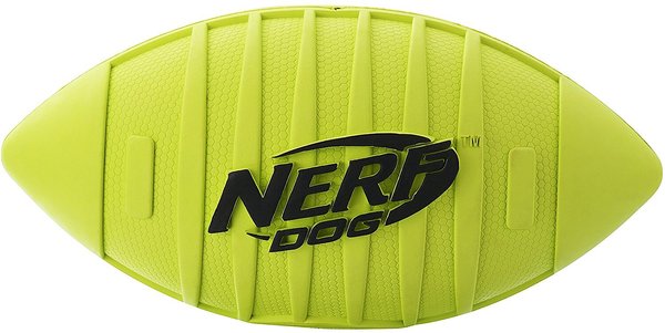 Show full view: Nerf Dog Classic Squeak Ridged Football Dog Toy, Medium, Green slide 1 of 6