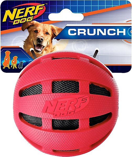 Show full view: Nerf Dog Crunch Checker Ball Dog Toy, Red slide 1 of 3