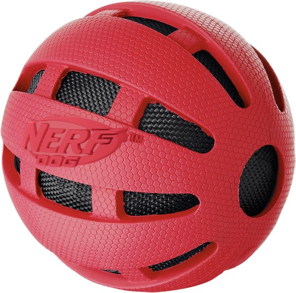 Show full view: Nerf Dog Crunch Checker Ball Dog Toy, Red slide 2 of 3