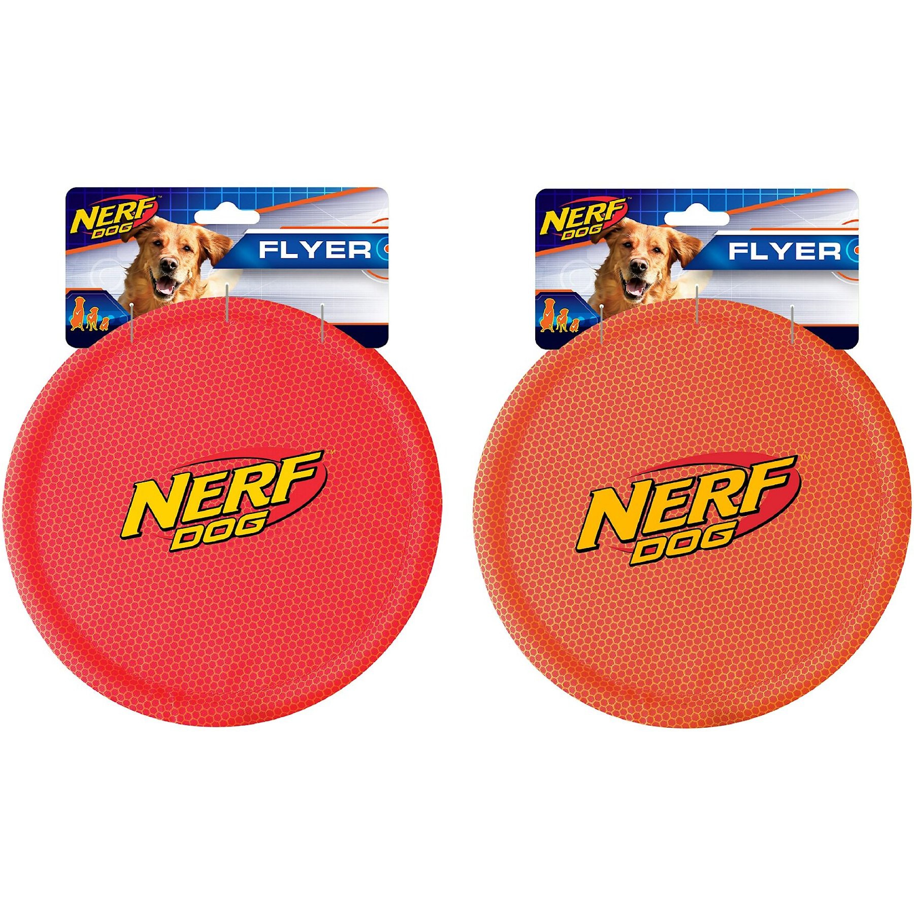 Nerf Dog Flyer Dog Toy, Orange/Red, 2 count