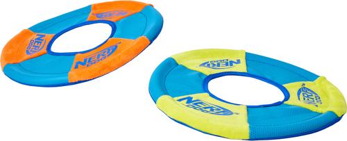NERF DOG Flyer Ultraplush Trackshot Toss Tug Ring Dog Toy, 2 count