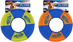 Nerf Dog Flyer Ultraplush Trackshot Toss Tug Ring Dog Toy, 2 count