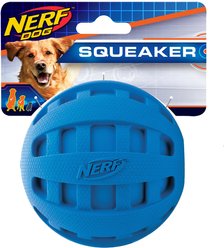 Nerf Dog Squeaker Checker Ball Dog Toy, 4-in, Blue