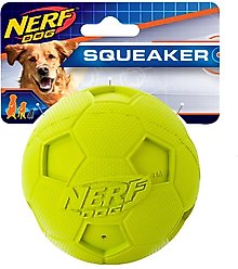 Nerf Dog Squeaker Soccer Ball Dog Toy, Green