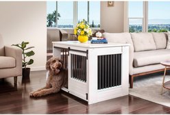 New Age Pet ECOFLEX Barn Door Furniture Style Dog Crate & End Table, Antique White, Large