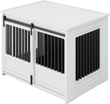Show full view: New Age Pet ECOFLEX Barn Door Furniture Style Dog Crate & End Table, Antique White, Large slide 3 of 12