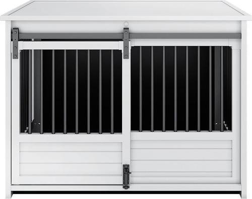 Show full view: New Age Pet ECOFLEX Barn Door Furniture Style Dog Crate & End Table, Antique White, Large slide 2 of 12