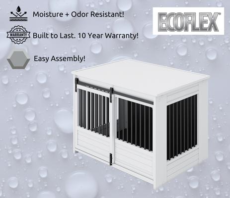 Show full view: New Age Pet ECOFLEX Barn Door Furniture Style Dog Crate & End Table, Antique White, Large slide 8 of 12
