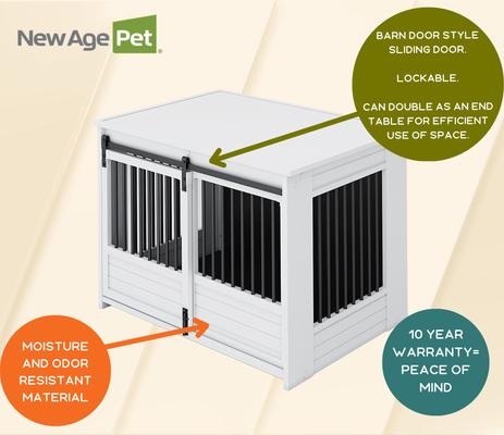 Show full view: New Age Pet ECOFLEX Barn Door Furniture Style Dog Crate & End Table, Antique White, Large slide 9 of 12
