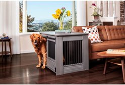 New Age Pet ECOFLEX Barn Door Furniture Style Dog Crate & End Table, Grey, Large