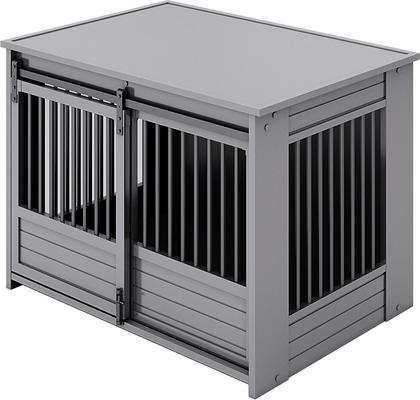 Show full view: New Age Pet ECOFLEX Barn Door Furniture Style Dog Crate & End Table, Grey, Large slide 3 of 12