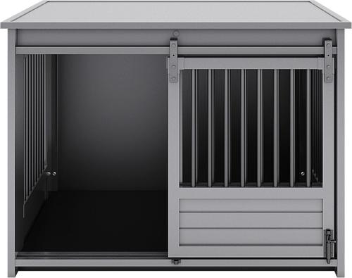 Show full view: New Age Pet ECOFLEX Barn Door Furniture Style Dog Crate & End Table, Grey, Large slide 5 of 12