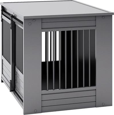 Show full view: New Age Pet ECOFLEX Barn Door Furniture Style Dog Crate & End Table, Grey, Large slide 4 of 12