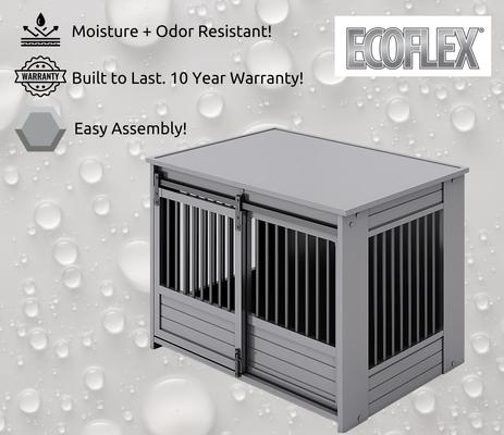Show full view: New Age Pet ECOFLEX Barn Door Furniture Style Dog Crate & End Table, Grey, Large slide 8 of 12