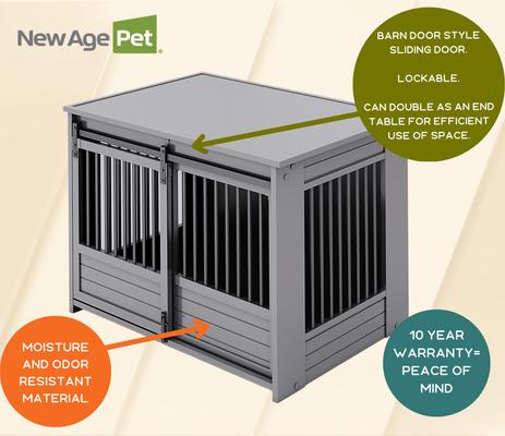Show full view: New Age Pet ECOFLEX Barn Door Furniture Style Dog Crate & End Table, Grey, Large slide 9 of 12